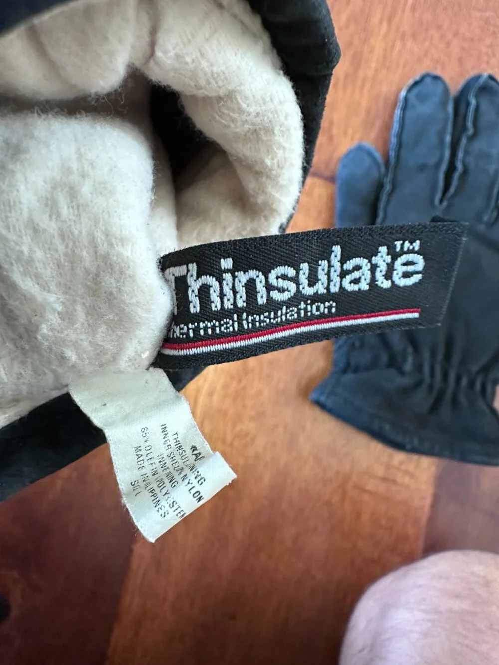 Nubuck Leather Thinsulate Gloves Black Women's Large Warm